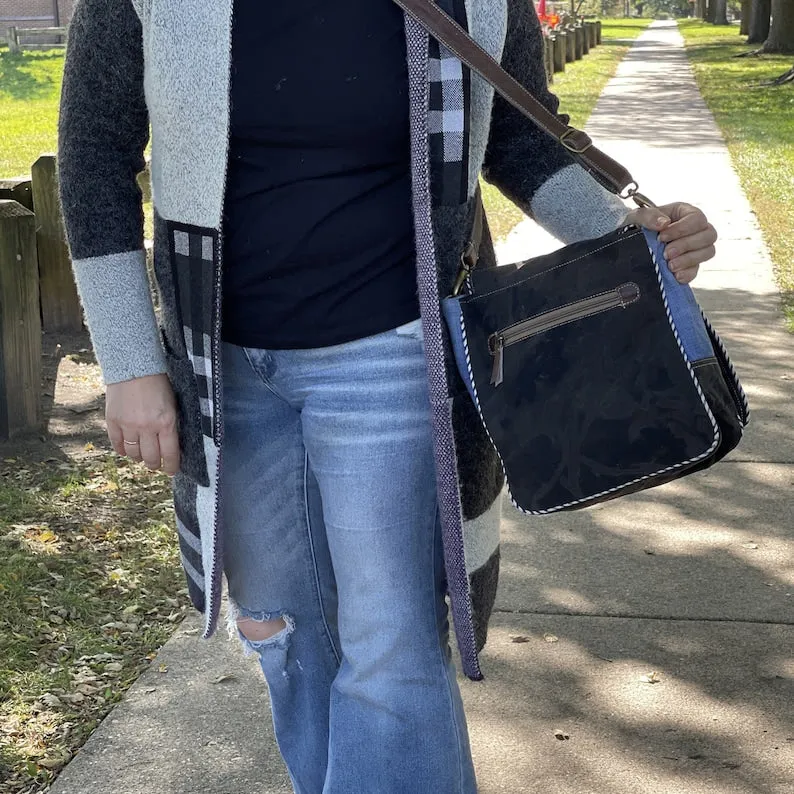Urban Style Upcycled Denim Crossbody Bag