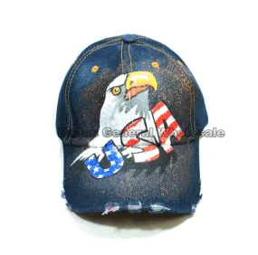 USA Eagle Glitter Ladies Denim Caps Wholesale