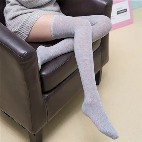 Vera - Dark Academia Thigh High Cotton Stripped Stockings