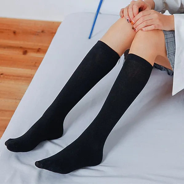 Vera - Dark Academia Thigh High Cotton Stripped Stockings