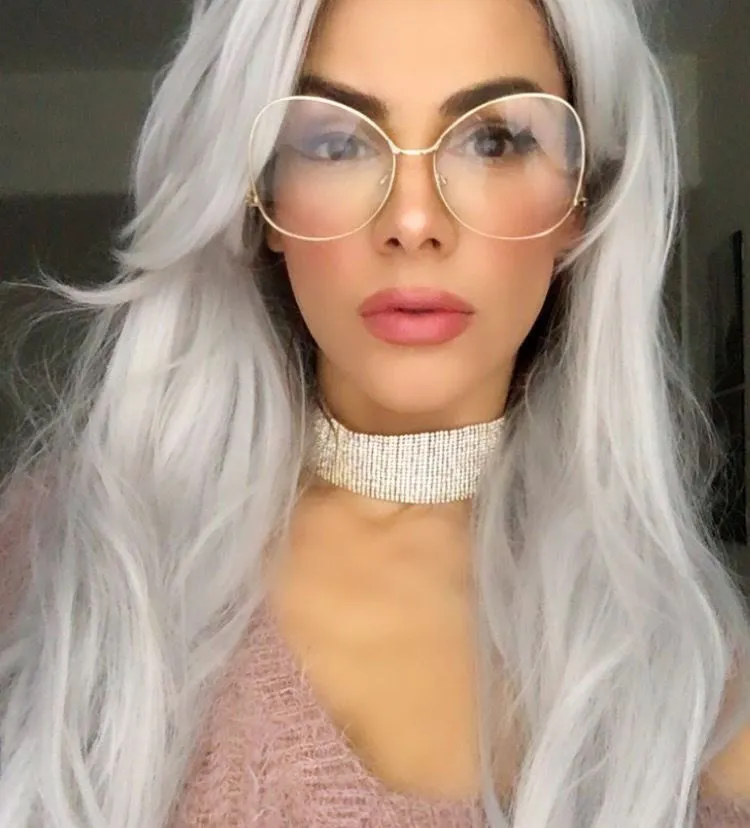 Vintage Style Oval Clear Oversized Silver Princess Glasses