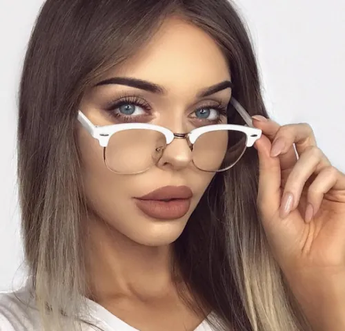 Wayfarer Half Rim Black Two Tone Clear Glasses