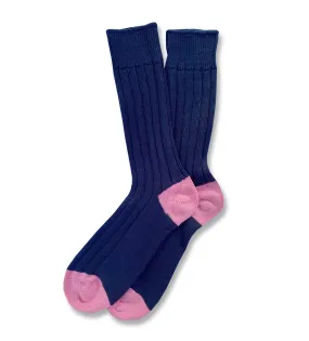 Wide Wale: Navy/Pink - Cushioned Combed Cotton