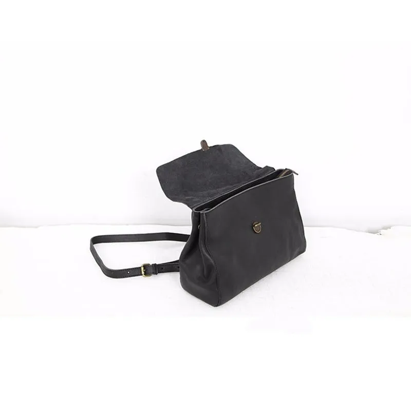 Womens Black Leather Satchel Bag Leather Crossbody Bag Purse for Women