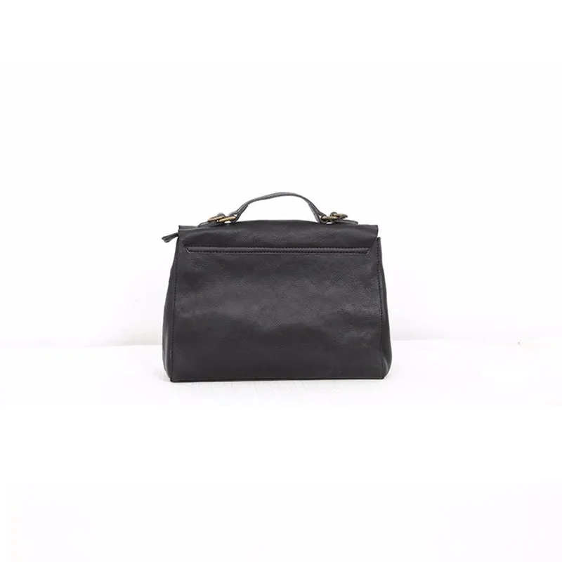 Womens Black Leather Satchel Bag Leather Crossbody Bag Purse for Women
