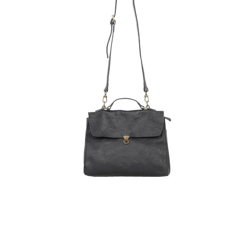 Womens Black Leather Satchel Bag Leather Crossbody Bag Purse for Women