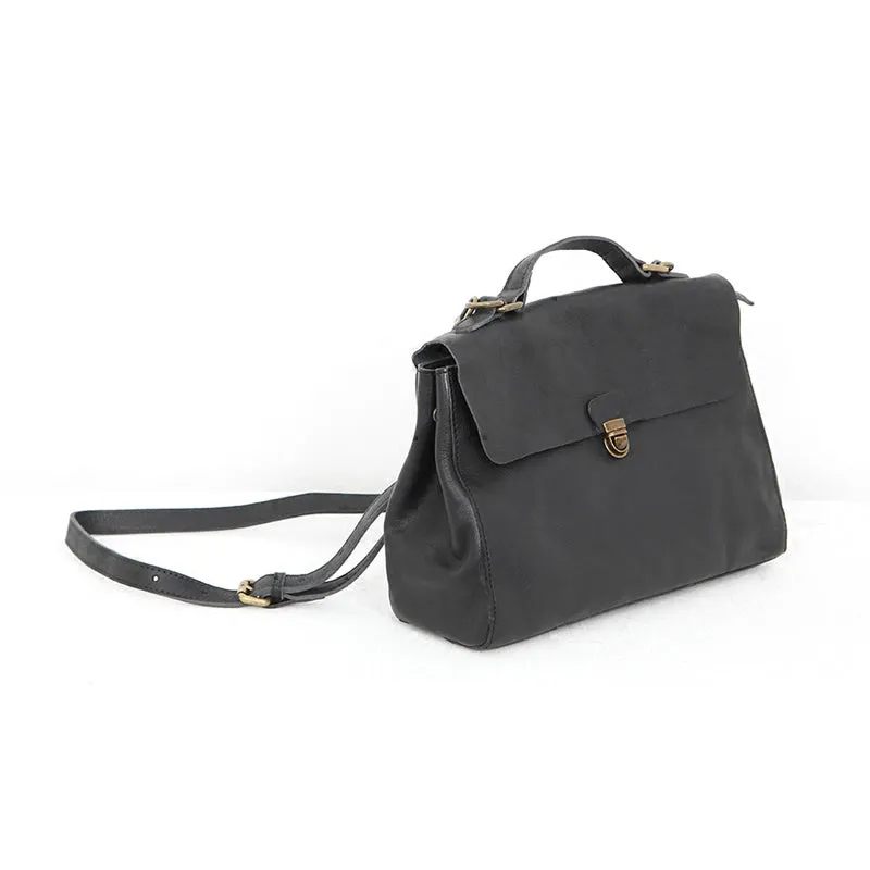 Womens Black Leather Satchel Bag Leather Crossbody Bag Purse for Women