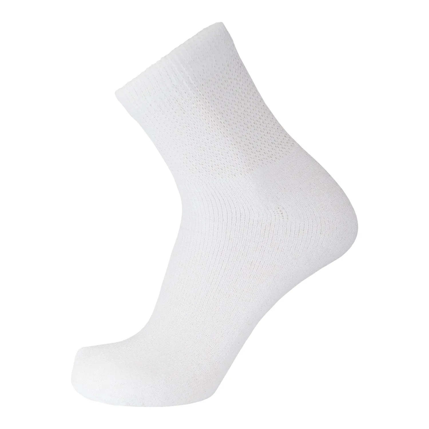 Women's Diabetic Quarter Length Athletic Sport Socks (White) - 6 Pairs