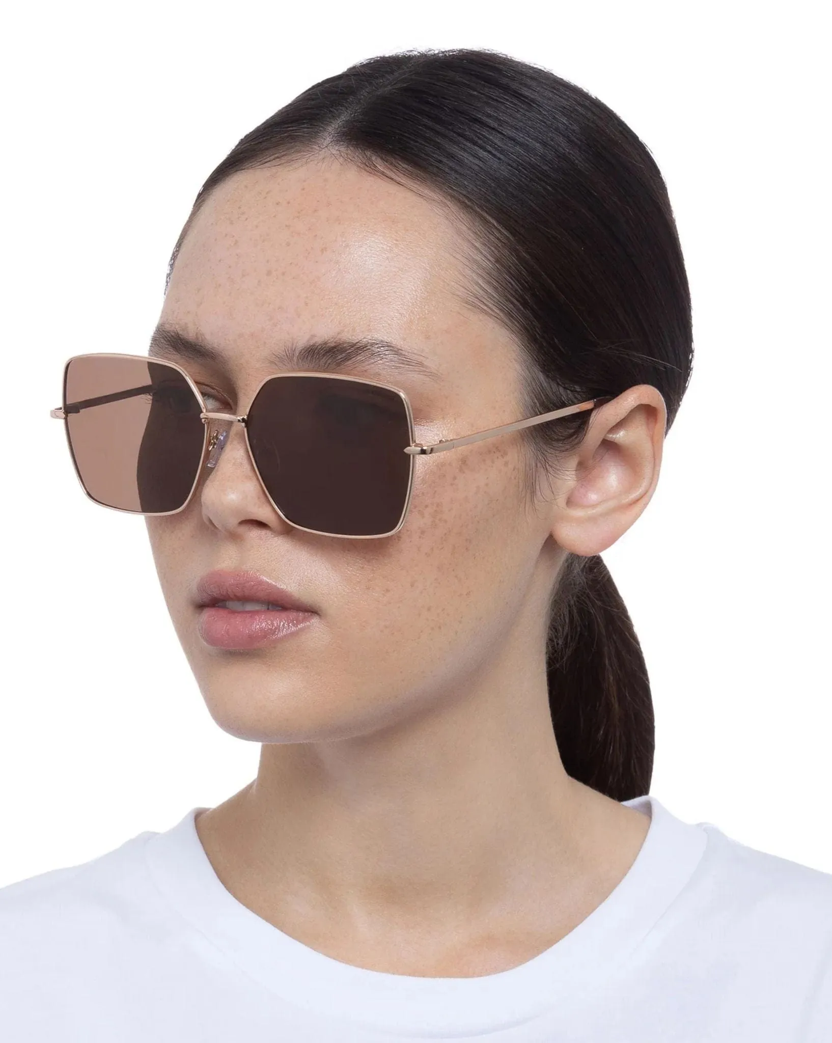 Womens Glam Square Metal Sunglasses