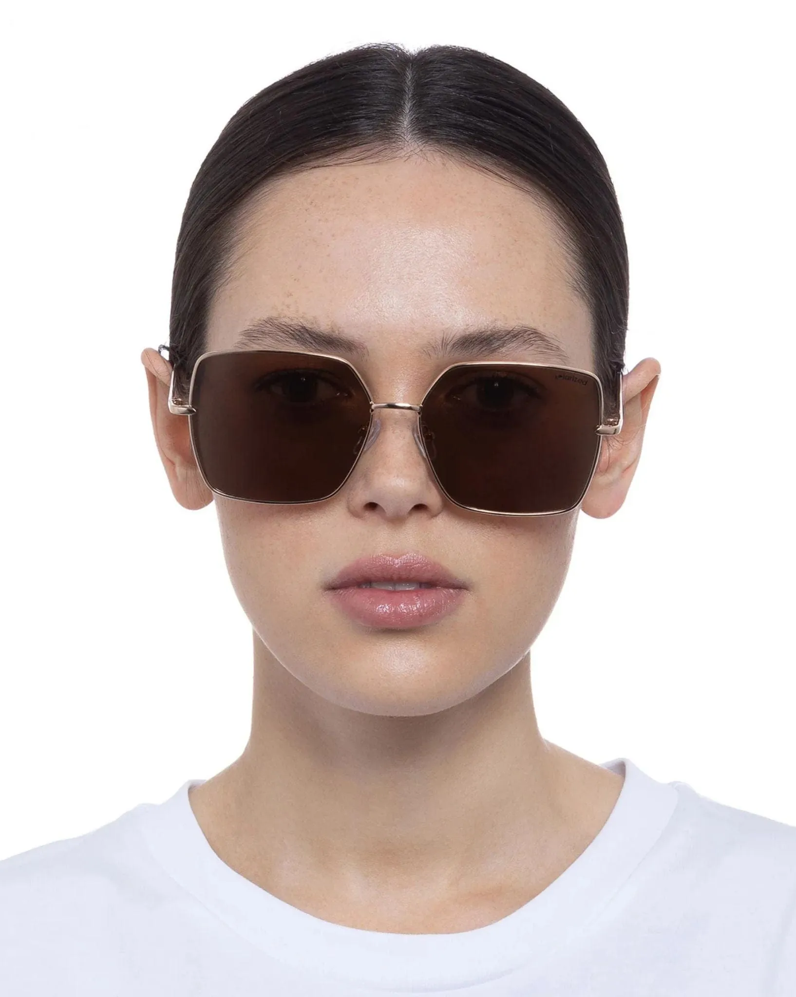 Womens Glam Square Metal Sunglasses