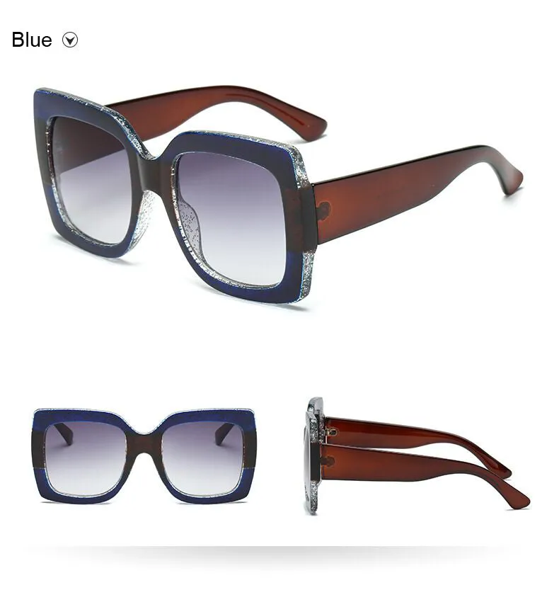 Womens Oversized Square Three Color Sunglasses