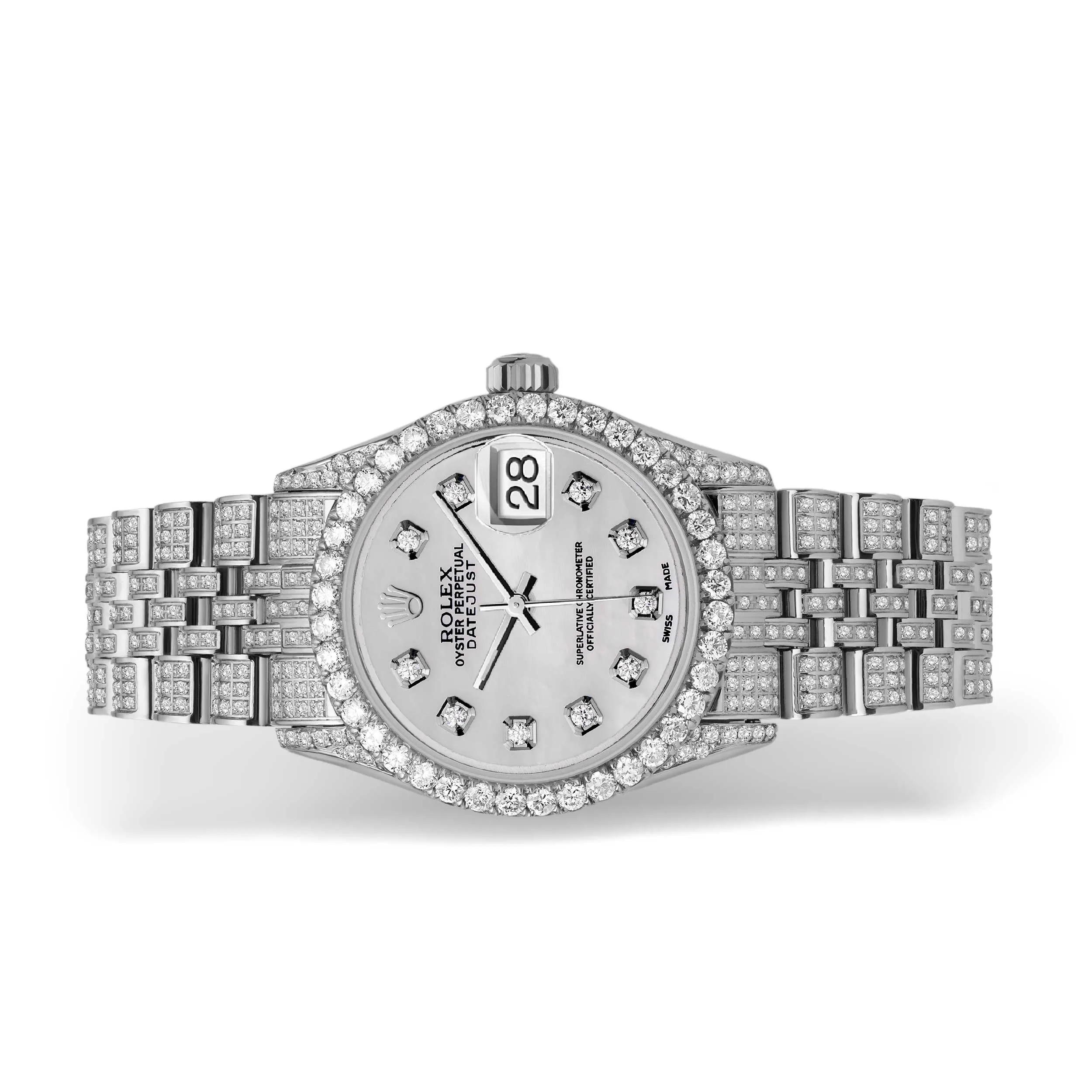 Women's Rolex Datejust Diamond Bezel Watch 31mm Mother of Pearl Dial | 6.75ct