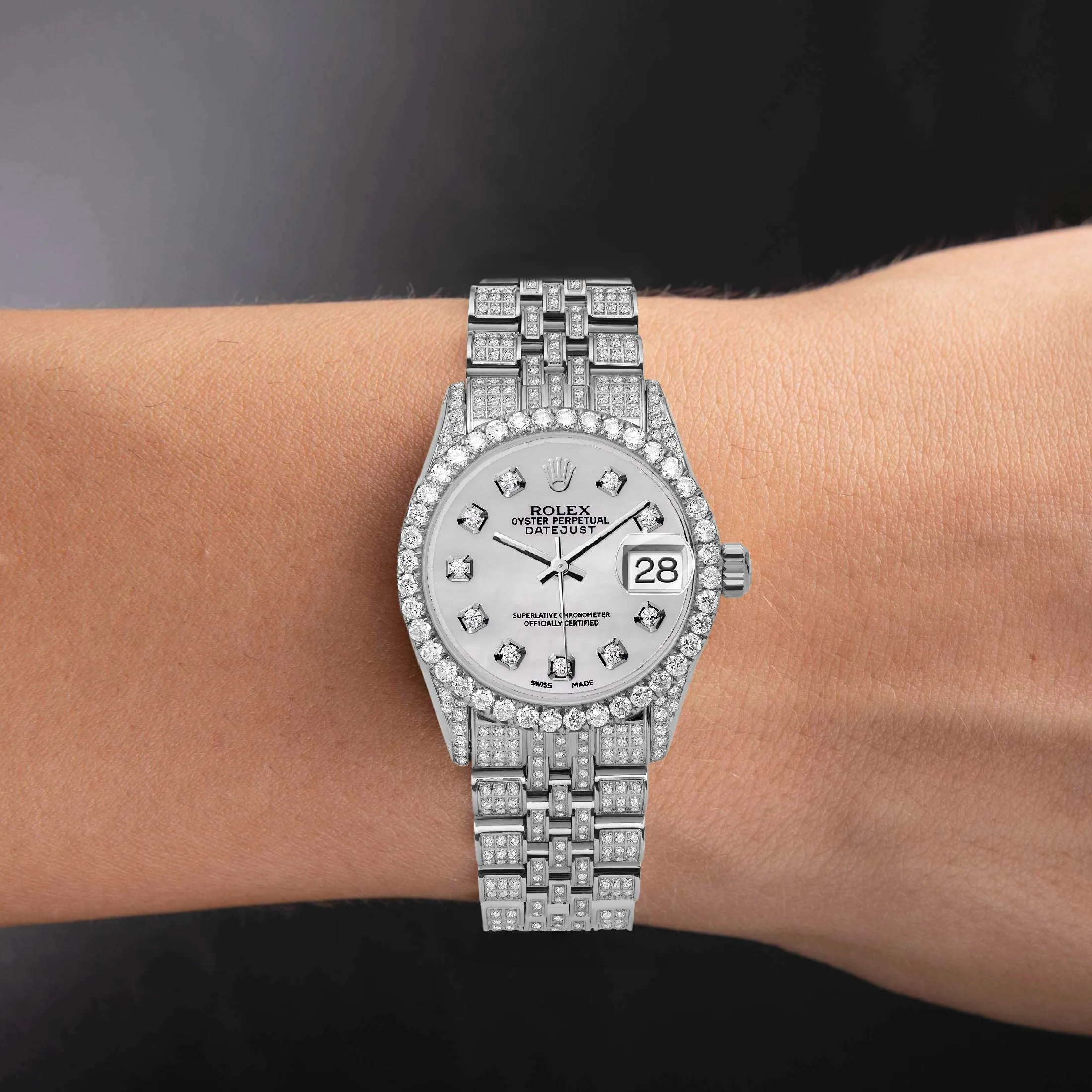 Women's Rolex Datejust Diamond Bezel Watch 31mm Mother of Pearl Dial | 6.75ct