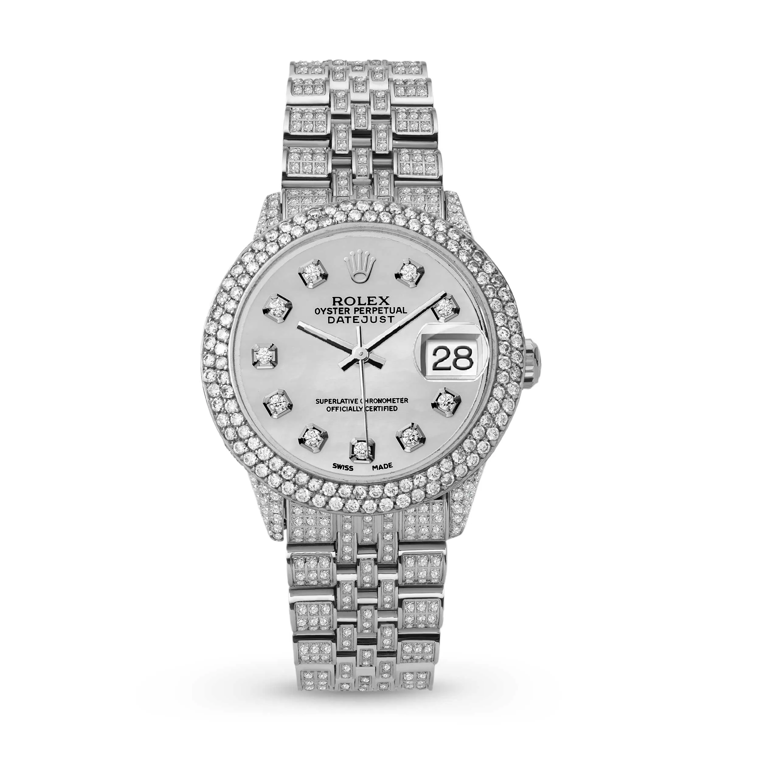 Women's Rolex Datejust Diamond Bezel Watch 31mm Mother of Pearl Dial | 8.55ct