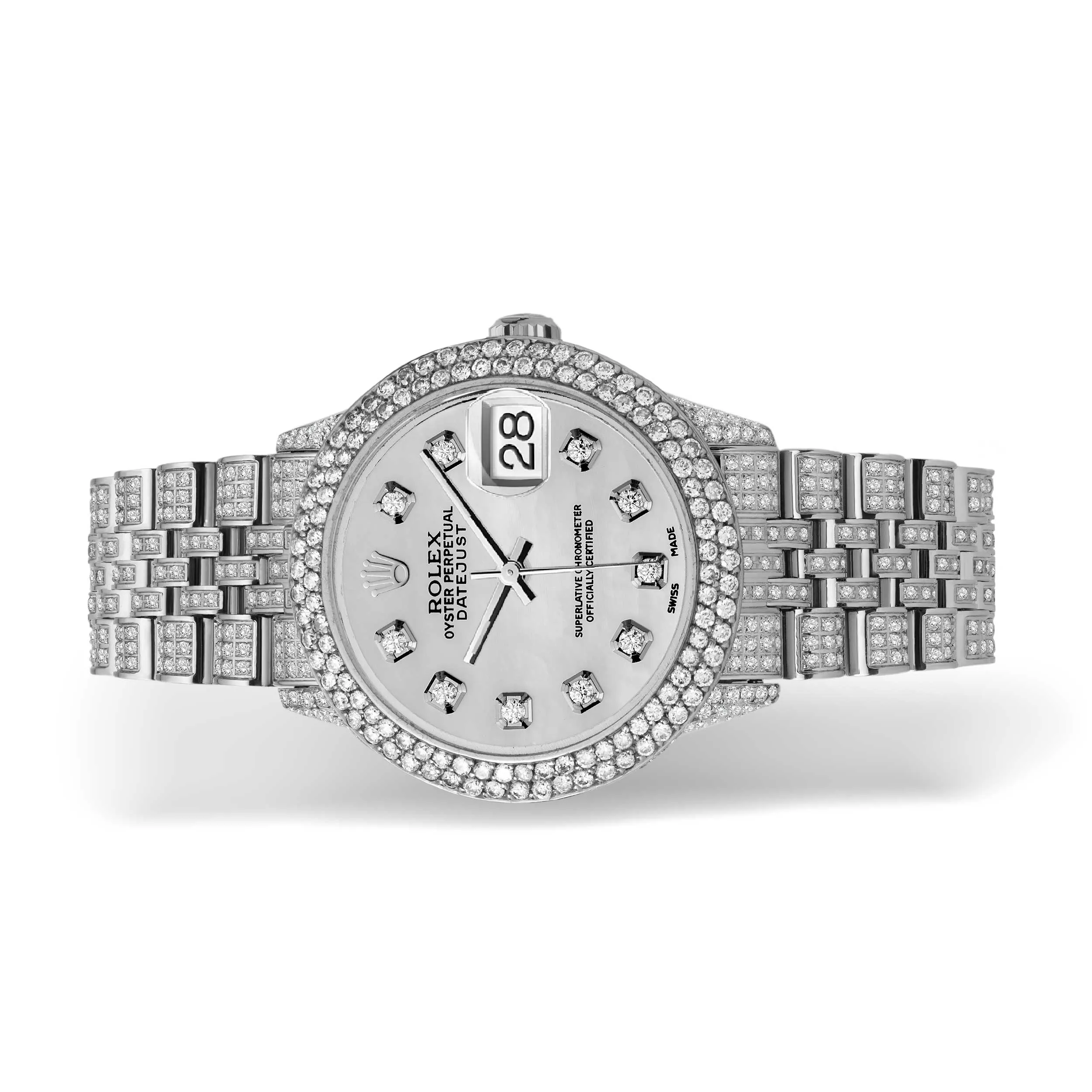 Women's Rolex Datejust Diamond Bezel Watch 31mm Mother of Pearl Dial | 8.55ct