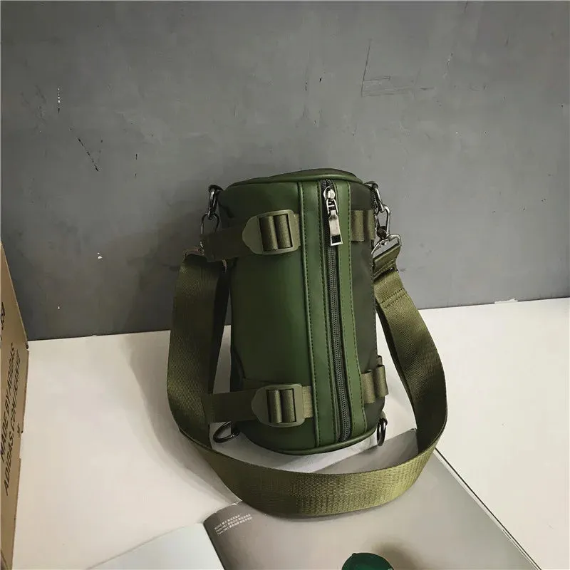 Women's Shoulder Bags Waterproof Nylon Couples Tooling Pouch Street Hip Hop Bags Luxury Handbags Unisex Messenger Barrel Purses