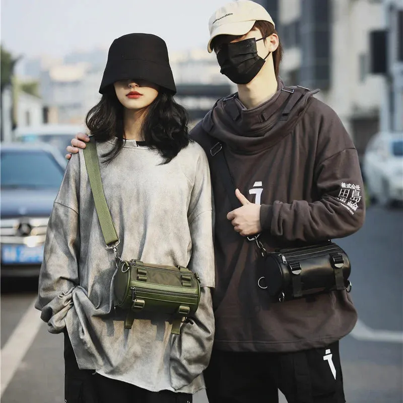 Women's Shoulder Bags Waterproof Nylon Couples Tooling Pouch Street Hip Hop Bags Luxury Handbags Unisex Messenger Barrel Purses