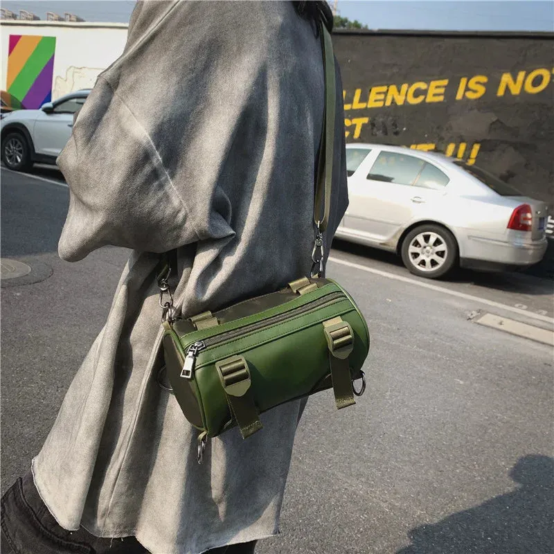 Women's Shoulder Bags Waterproof Nylon Couples Tooling Pouch Street Hip Hop Bags Luxury Handbags Unisex Messenger Barrel Purses