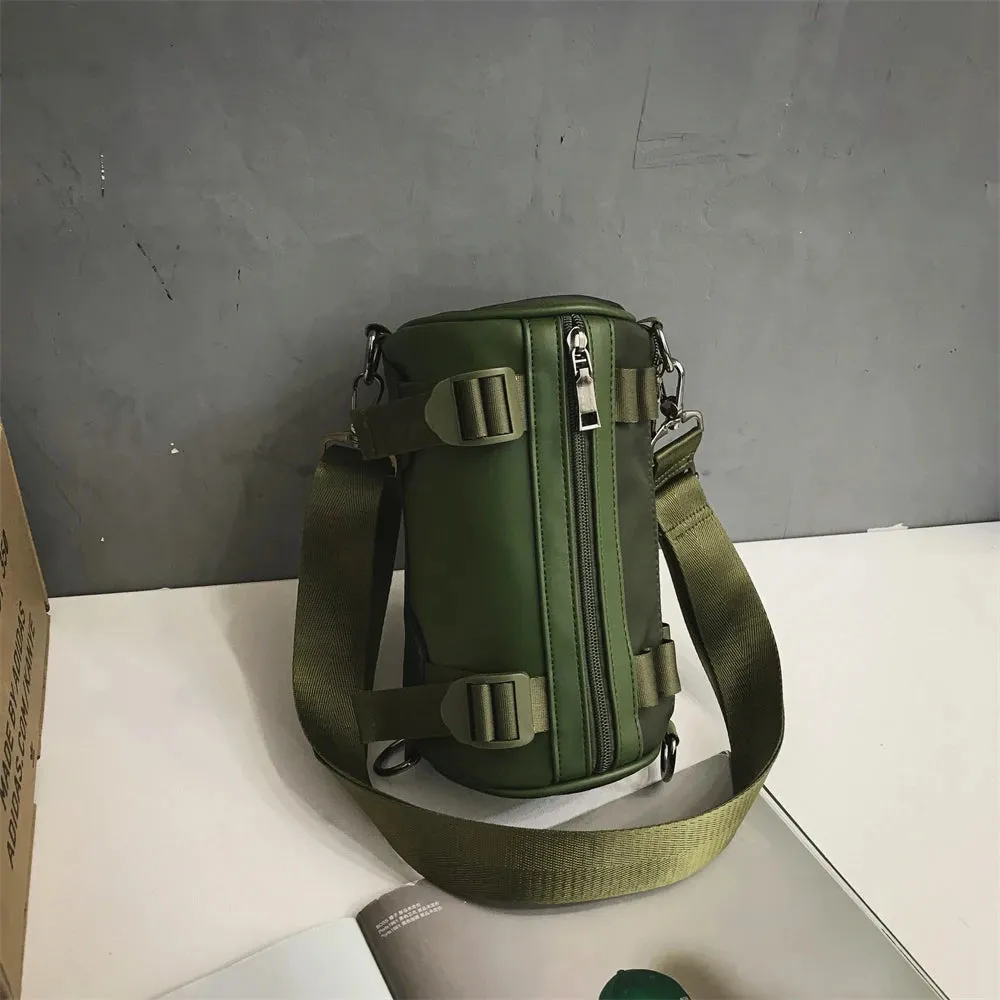 Women's Shoulder Bags Waterproof Nylon Couples Tooling Pouch Street Hip Hop Bags Luxury Handbags Unisex Messenger Barrel Purses