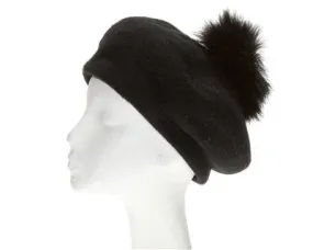 Wool Beret with detachable Ostrich Pom Pom