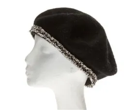 Wool Beret With Sparkle Tweed Trim