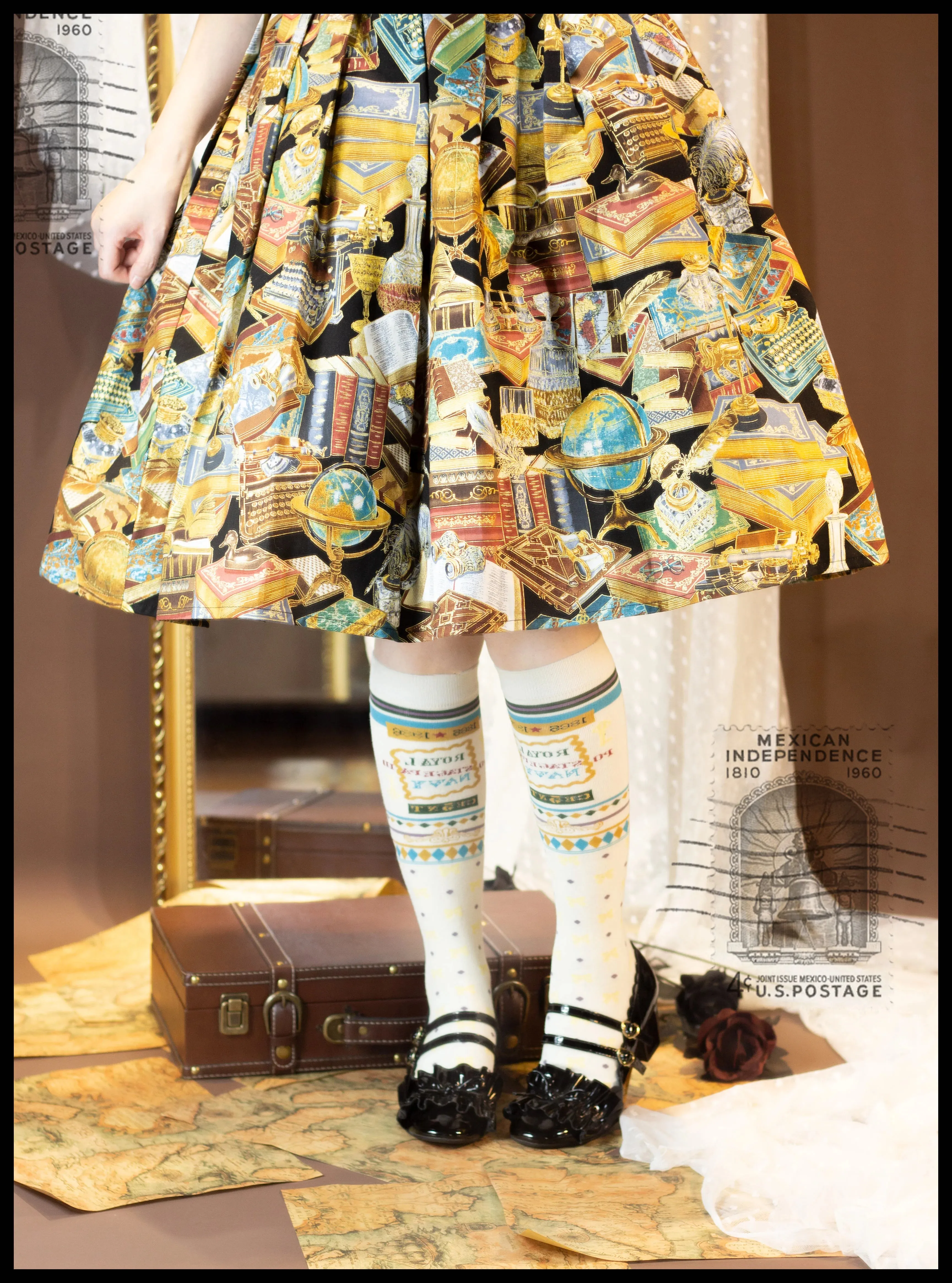Yukines Box~Elegant Lolita Dot Print Cotton Socks