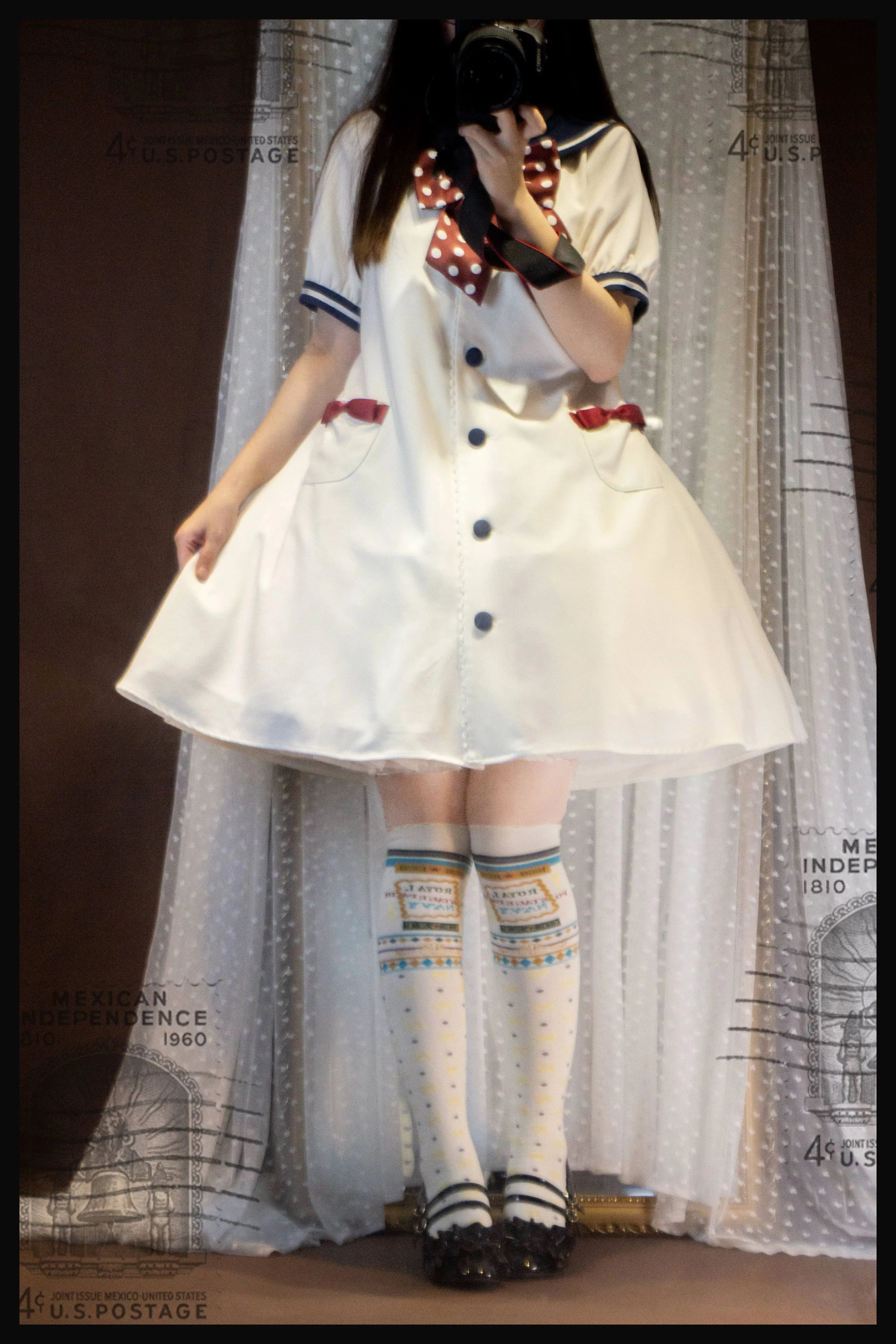 Yukines Box~Elegant Lolita Dot Print Cotton Socks