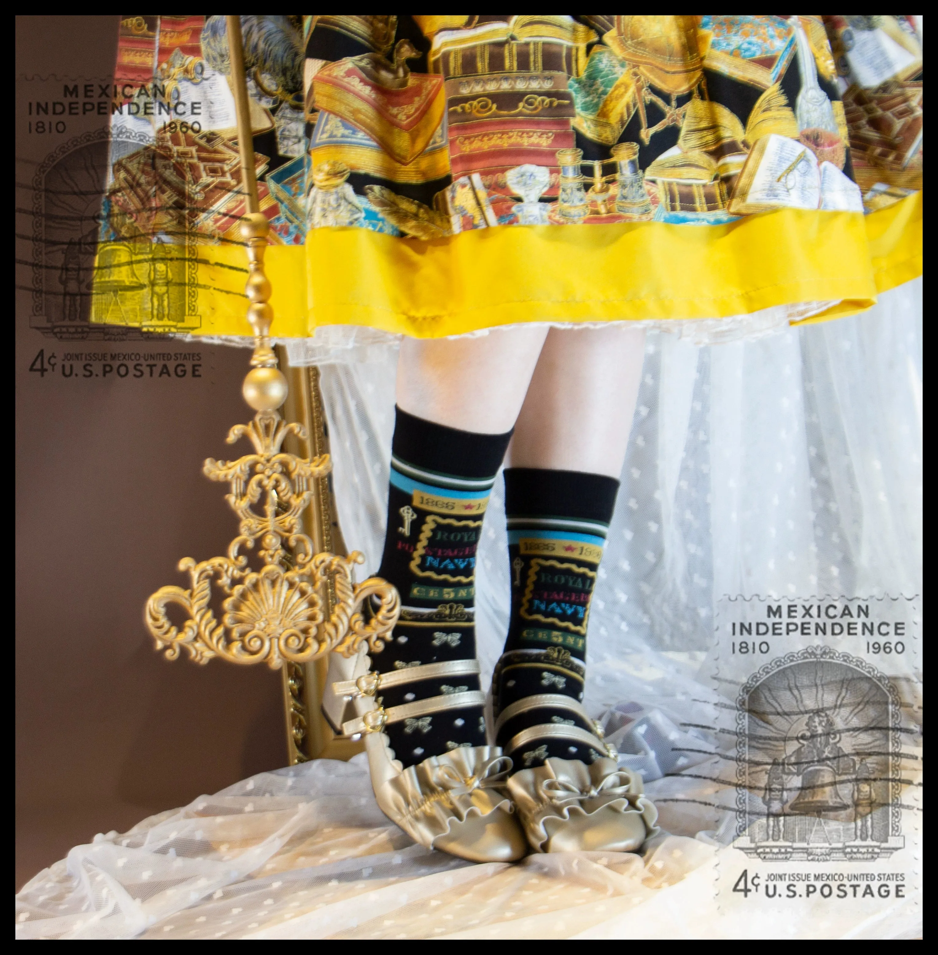 Yukines Box~Elegant Lolita Dot Print Cotton Socks